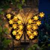 Solar Powered Outdoor Waterproof Butterfly Wall Light Decorative Metal Flower Design for Garden Patio Yard Fence Pathway