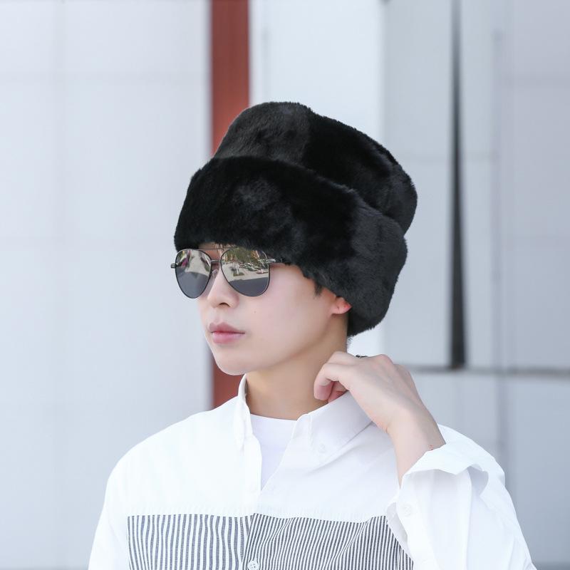 Autumn and winter cotton hat men's thickened mink hat neck protector old dad thickened warm mink hat