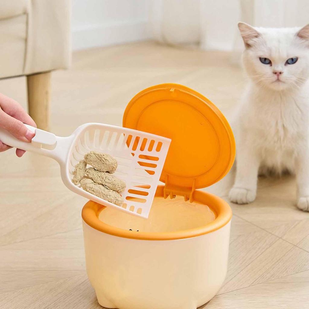 Cat Litter Trash Can with Press Lid PP Material Countertop Disposal Bin for Cat Litter Box Cabinet with Storage