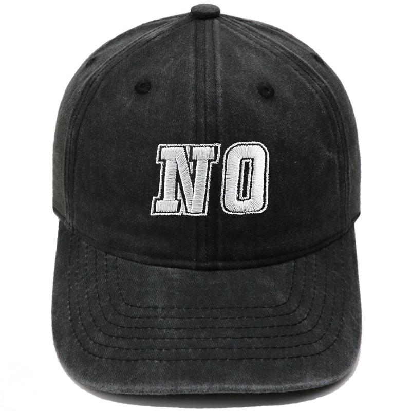 Neue Baseballkappe mit aufgesticktem Buchstaben NO, gewaschene Retro-Kappe für Männer und Frauen, Paar, lässiger Outdoor-Sonnenhut