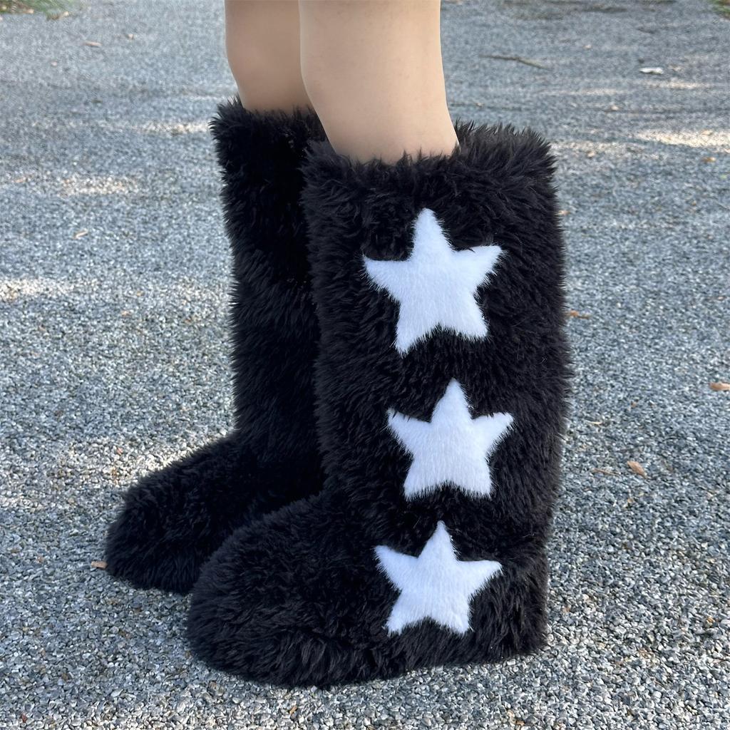 Winter Women Fluffy Faux Fox Fur Boots Woman Plush Warm Snow Boots Luxury Footwear Girls Furry Fur Bottes Fashion Winter Shoe