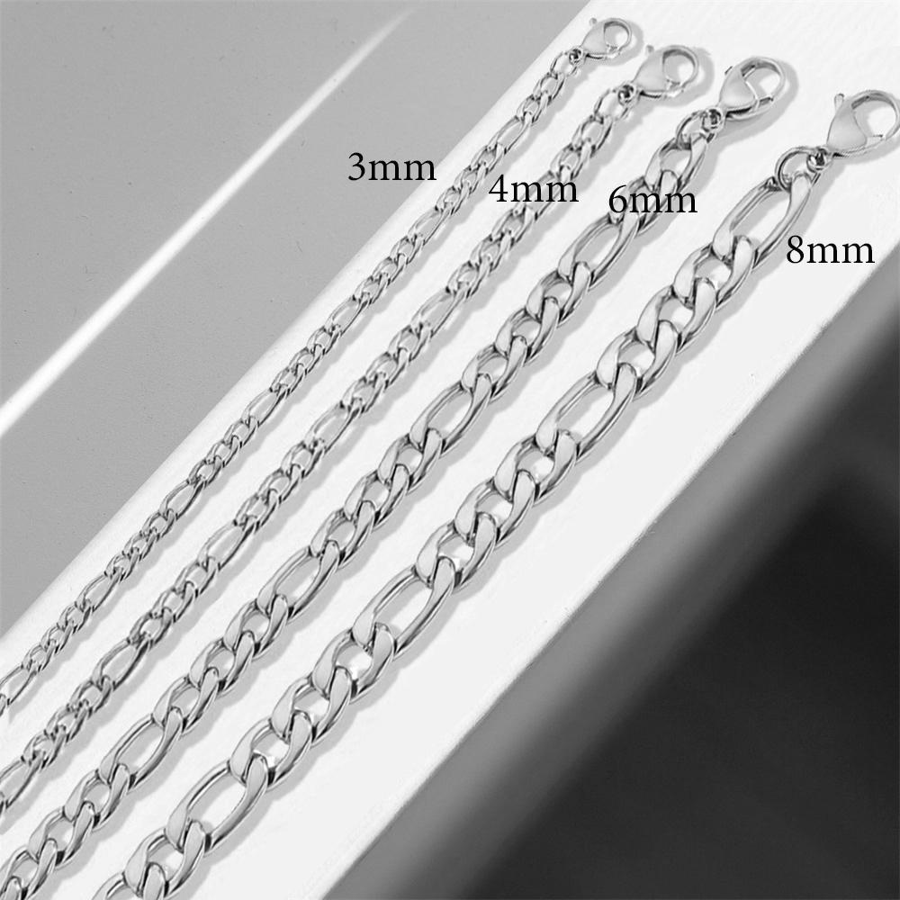

SUNIBI Stainless Steel Bracelet for Women Gold Color Charm Fashion Figaro Link Chain Bracelets Jewelry / 3MM - 16.5CM