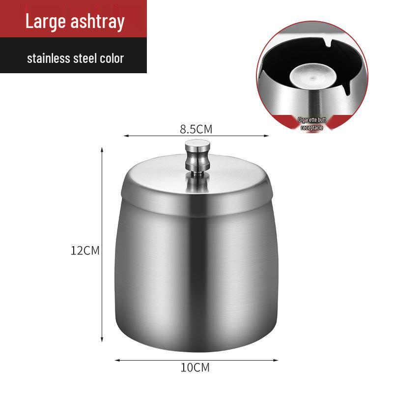 Thickened Stainless Steel Ashtray with Lid for Home, Cafe, or Hotel
