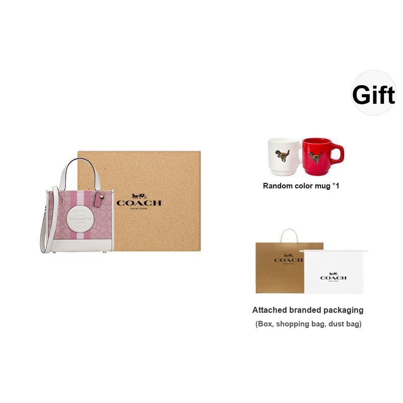 Coach Dempsey 22 Klassische Monogramm-Canvas- und Ledertasche Damen-Tragetaschen Kirschblütenrosa C7965-IMSXX