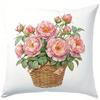 Home Decor Pink Flowers On Vintage Items Pillow Covers Pattern Cushion Cover Suitable For Sofa Bedroom Car Pillow Cover