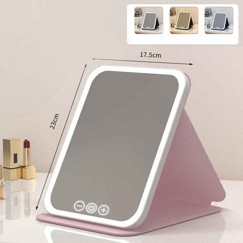Foldable HD Makeup Mirror Intelligent Touch Control Adjustable Three Color Light LED Cosmetic Mirror Type-c Charging Two Size
