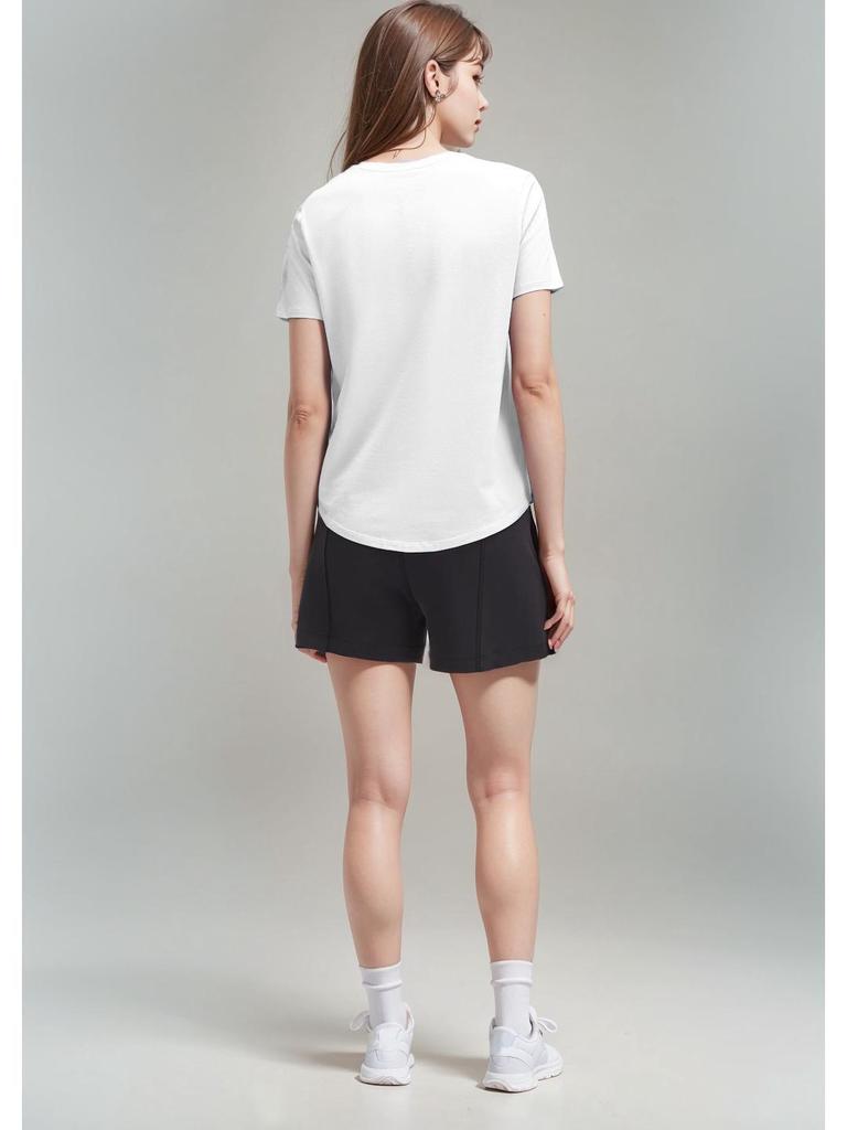 Women's Short Sleeve Round Neck Cotton-Spandex Yoga T-Shirt - Soft, Comfortable, Solid Color for Fitness & Casual Wear.