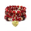 Bracelet Bohemian Ethnic Style Multi-Layer Bracelet Peach Heart Beaded Women'S Glazed Jewelry