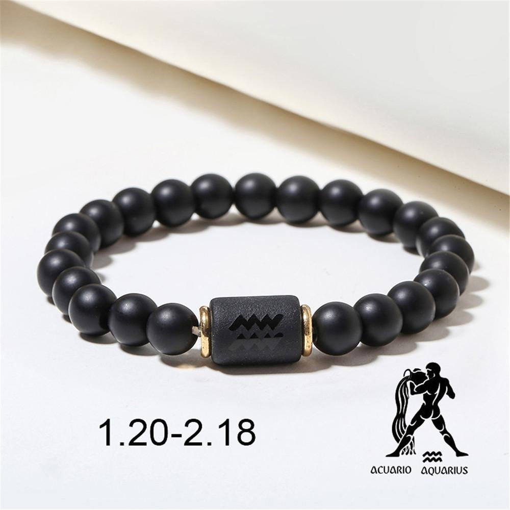 Constellation Black Frosted Black Agate Beaded Couple Bracelet