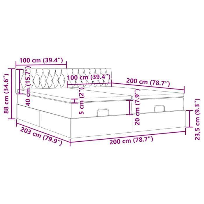VidaXL Ottoman Bed Frame with Light Grey Mattress 200x200 Cm Velvet 3312098