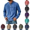 Spring and Autumn European and American Men's Three-button Long-sleeved T-shirt, Young Men's Casual Trend Open Placket T-shirt