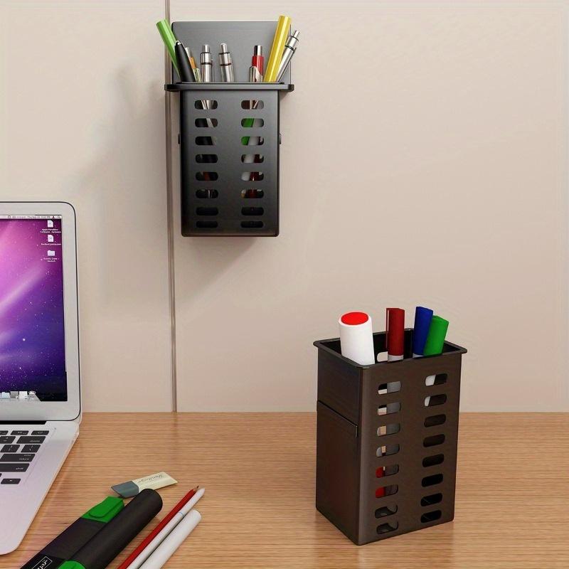 Multi-Purpose Wall-Mounted Storage Rack for Toothbrushes Makeup Tools Black White Modern Design No Drill Installation Adhesive Hooks Adjustable