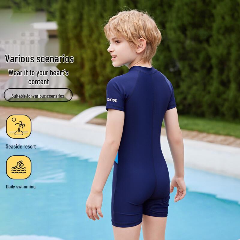 ABC KIDS Boys' One-Piece Swimsuit with Swim Cap