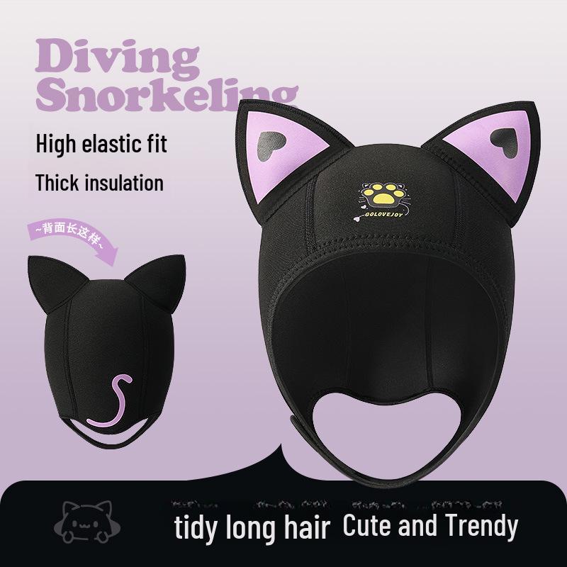Women's Sun Protection Swim Cap: Adjustable Elastic Fit for Outdoor Surfing, Drifting, and Seaside Activities.