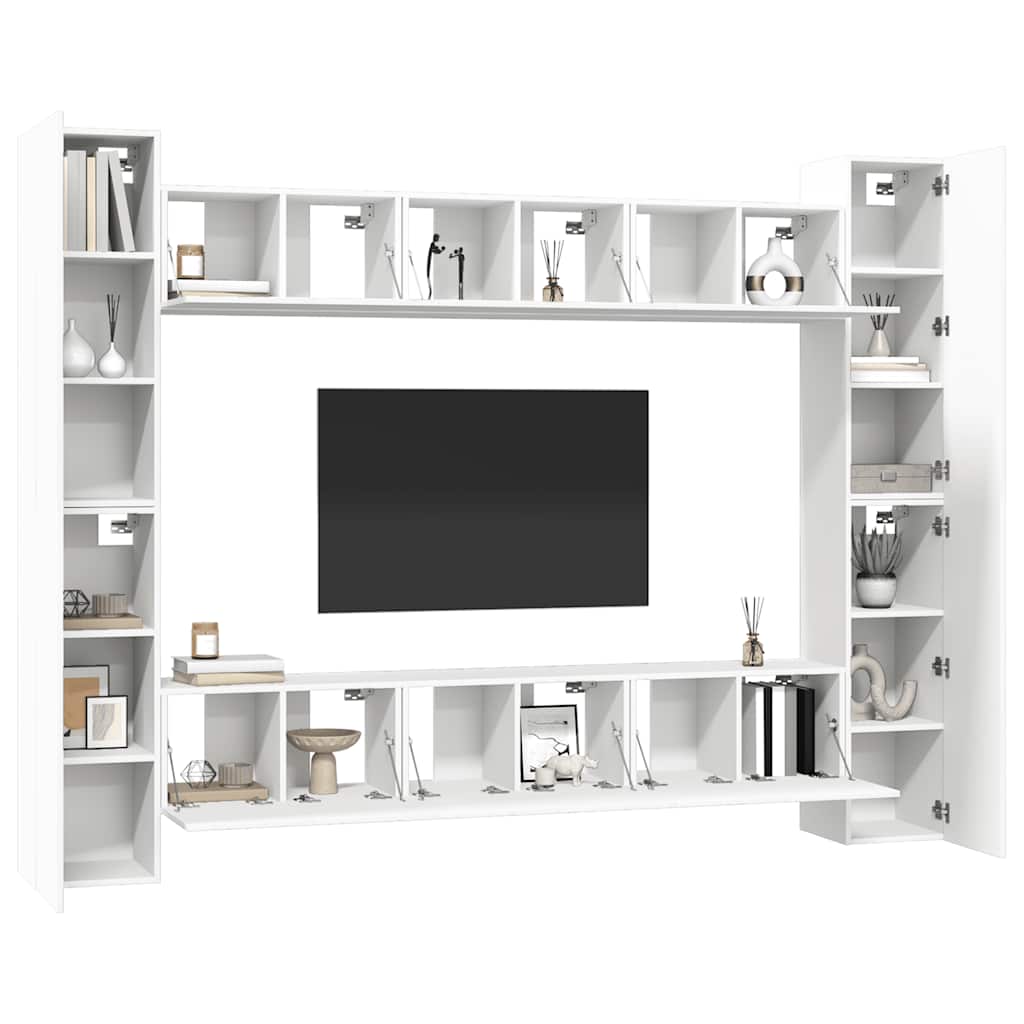 10 Piece TV Cabinet Set White Particleboard