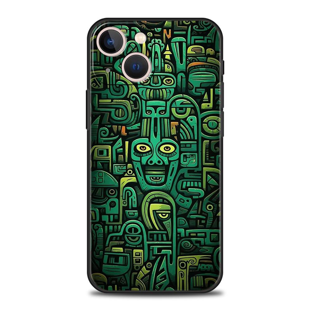 Vintage Totem Painting Phone Case Cover for iPhone 17 16 15 14 13 12 11 Pro Max 17 Air Plus Shockproof Soft TPU Shell Fundas Bag