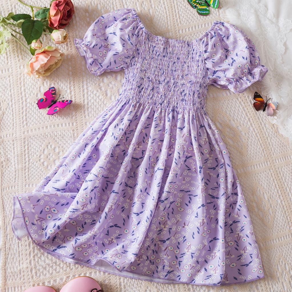 Girls Floral Skirt Short Sleeve Dress Children's Clothing Casual Children's Skirt