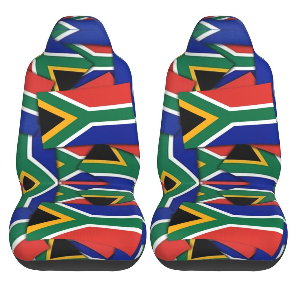 South Africa Flag Print 2pcs Car Seat Covers Suitable for Women and Men Universal Car Front Seat Protector Suitable for Cars SUV