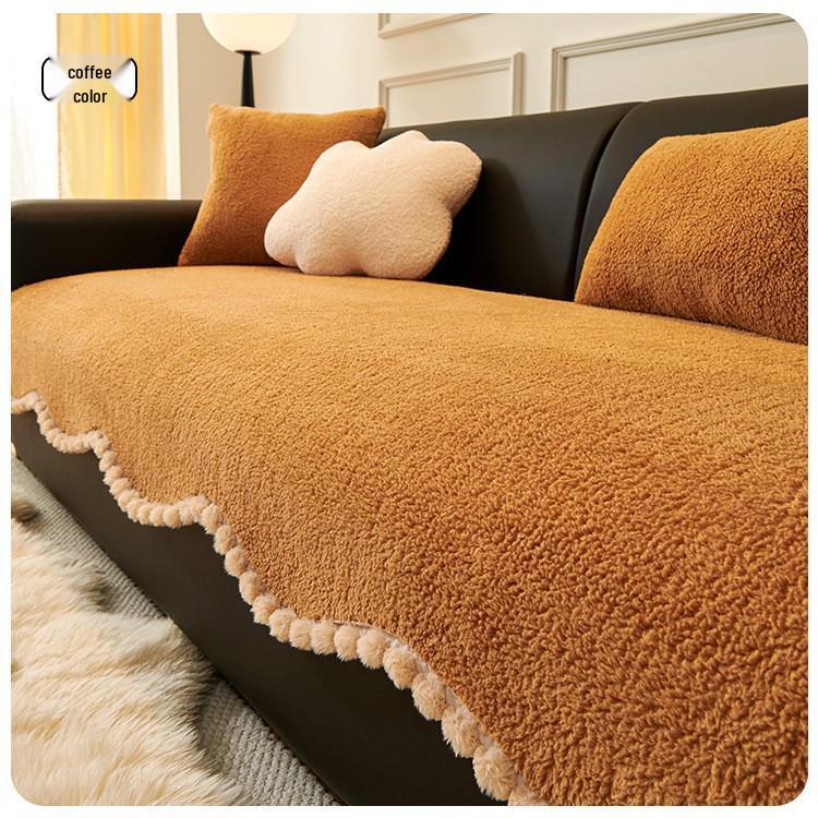 Lammwolle Anti-Rutsch Sofabezug: Dicke, einteilige Polsterung für Herbst & Winter