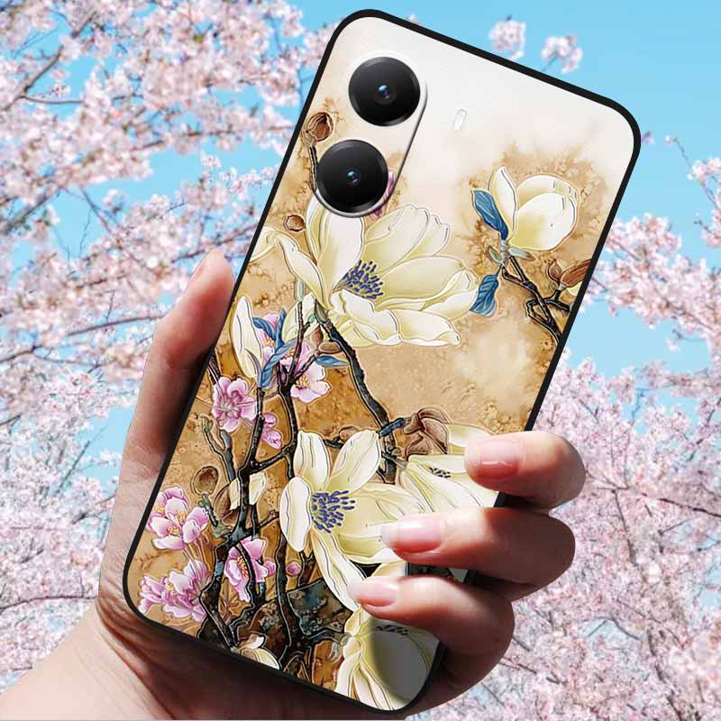 For Xiaomi Poco X7 Pro 3D Relief Flower Emboss Soft Silicone Case Cartoon Painted Back Cover for Poco X7 Pro with 3D Relief Case