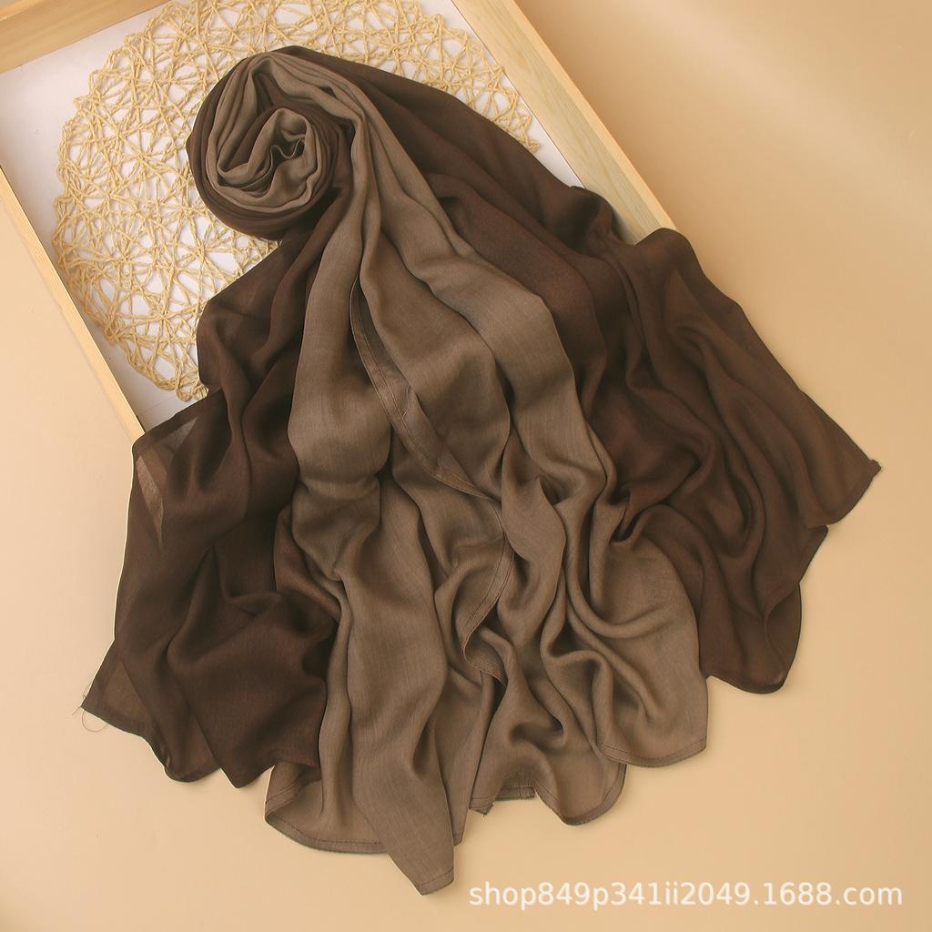 Ombre Modal Hijab Gradient Cotton Rayon Crease Hijab Scarf Lady High Quality Wraps And Shawls Musulman Headband Islamic Turban