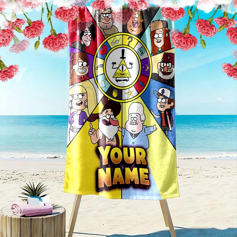 Custom Gravity Falls  Print Beach Towel, Large Soft Quick Dry Towel for Beach Camping Swimming