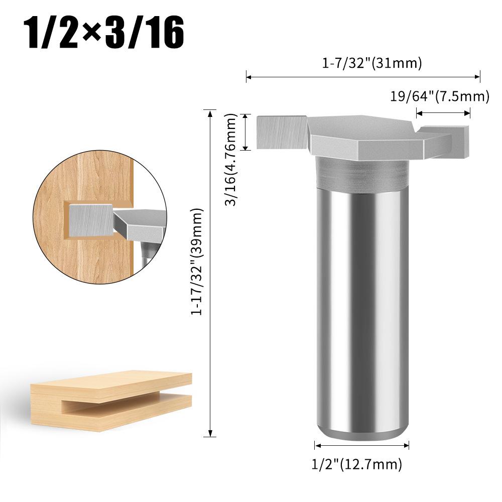 1/4 Schaft T-Messer 1/2 Nutfräser Legierung Nutfräserkopf Holzbearbeitung Fräser Wolframstahl Fräserkopf Holzbearbeitung Nutfräser