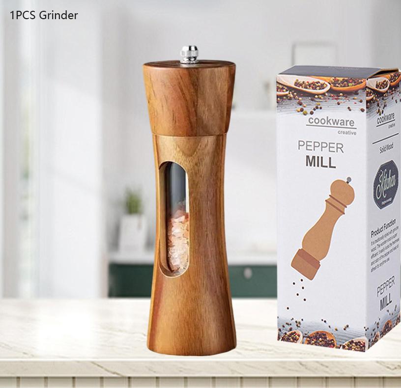 WXCOO Salt and Pepper Grinder Adjustable Ceramic Pepper Mills Manual Solid Wood Pepper Shakers Grinder for Kitchen Utensils