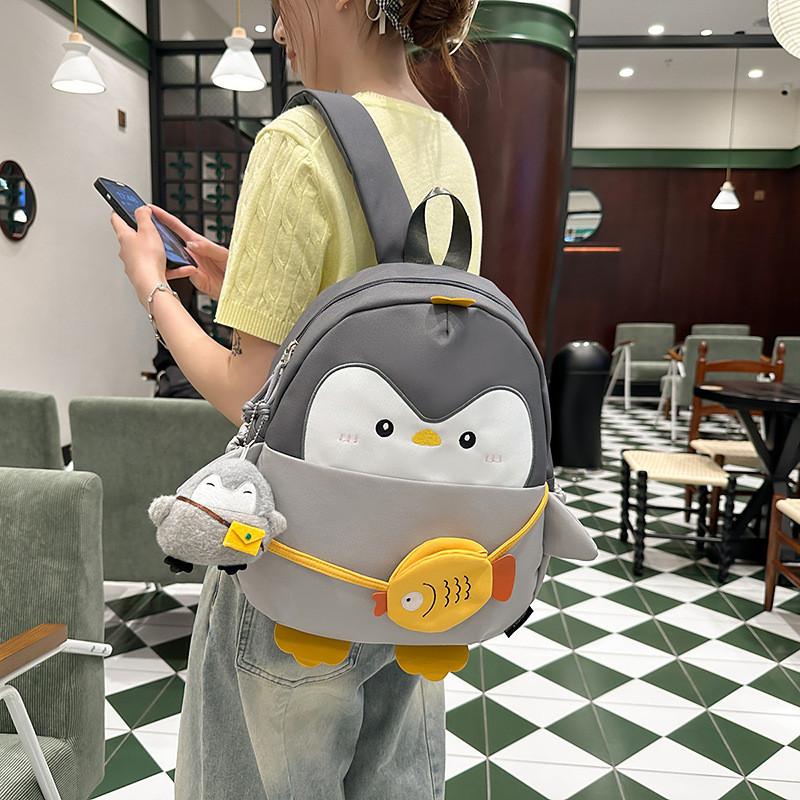 Fun Penguin Cartoon Backpack With Spacious Compartments For Girls Wear Casual