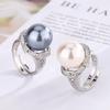 4 Jewelry Copper Platinum Plated Pearl Temperament Simple Women'S Ring 14Mm