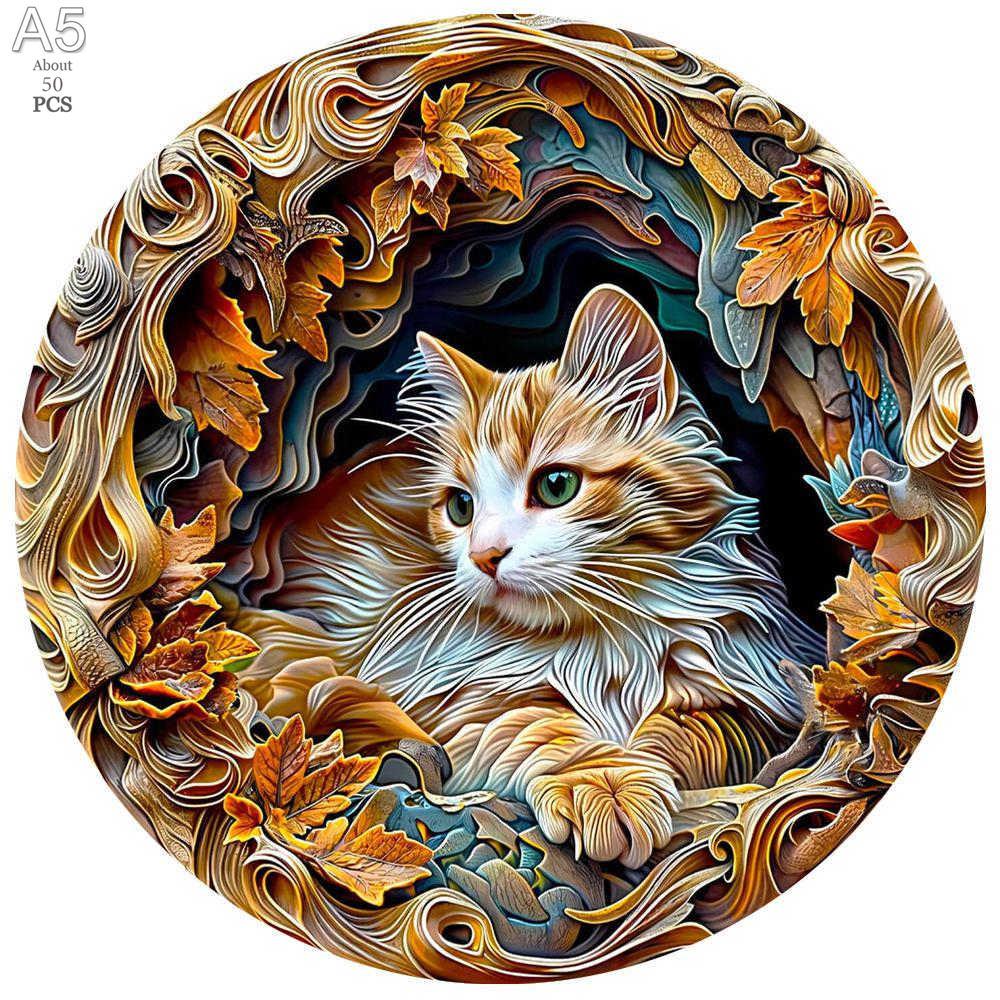 3D Cat Wooden Jigsaw Puzzle DIY Wooden Puzzles for Adult Children Decompression Educational Toys Game Birthday Gifts