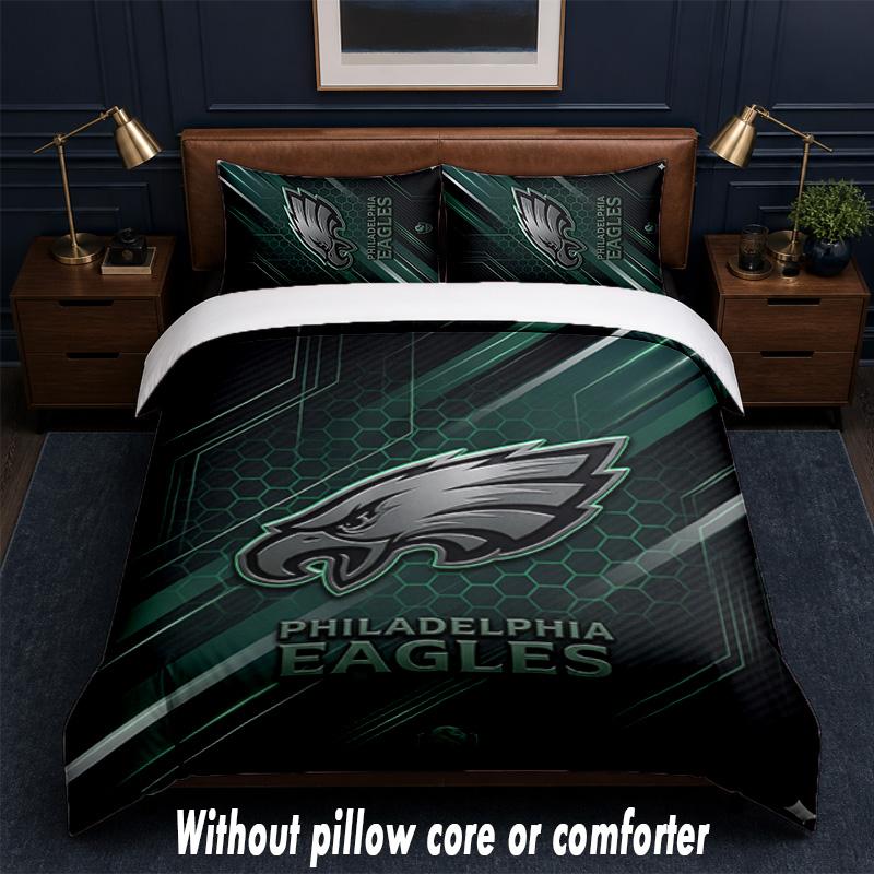Set Biancheria da Letto Design Philadelphia Eagles 1 Copripiumino + 2 Federe Morbido Traspirante Biancheria da Letto per la Casa