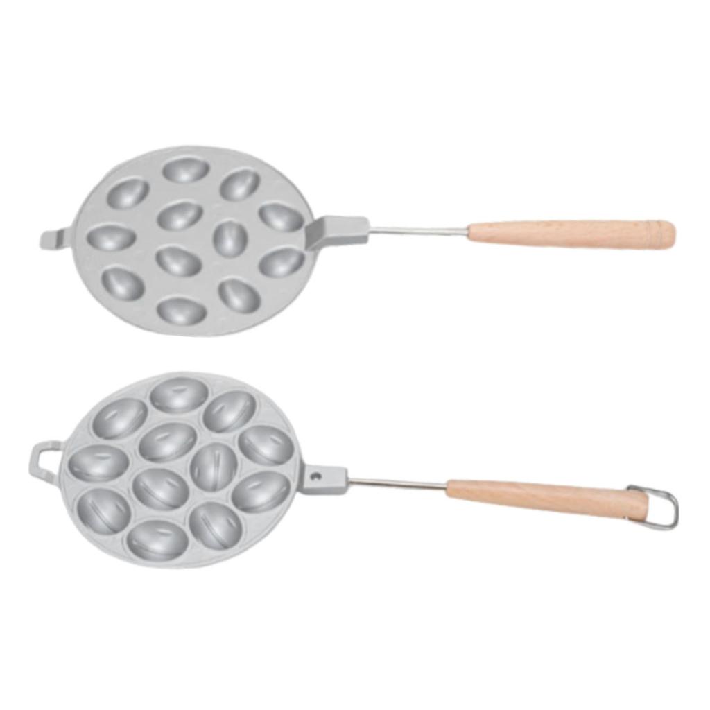 Walnut Cookie Maker Non Stick Nut Cookies Maker Oval Cookies Pastry Baking Tool with Wood Handle for Kitchen 12 Holes