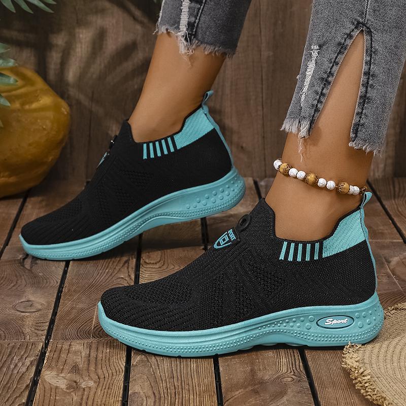 Fashion Breathable Knit Casual Sneakers for Women 2025 Comfortable Slip On Sports Shoes Woman Spring Autumn Mix Color Non Slip Sneakers