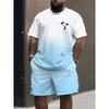 Set T-shirt a maniche corte e pantaloncini da uomo per esterni, strada, manica corta, pantaloncini, taglie forti, casual, estivo, T-shirt, set da 2 pezzi