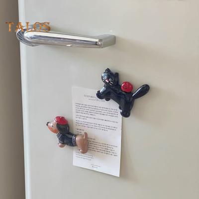 3D Dachshund Fridge Magnet Cartoon Dog Cat Refrigerator Magnet Home Office Kitchen Locker Kitten Puppy Animal Decoration Magnet