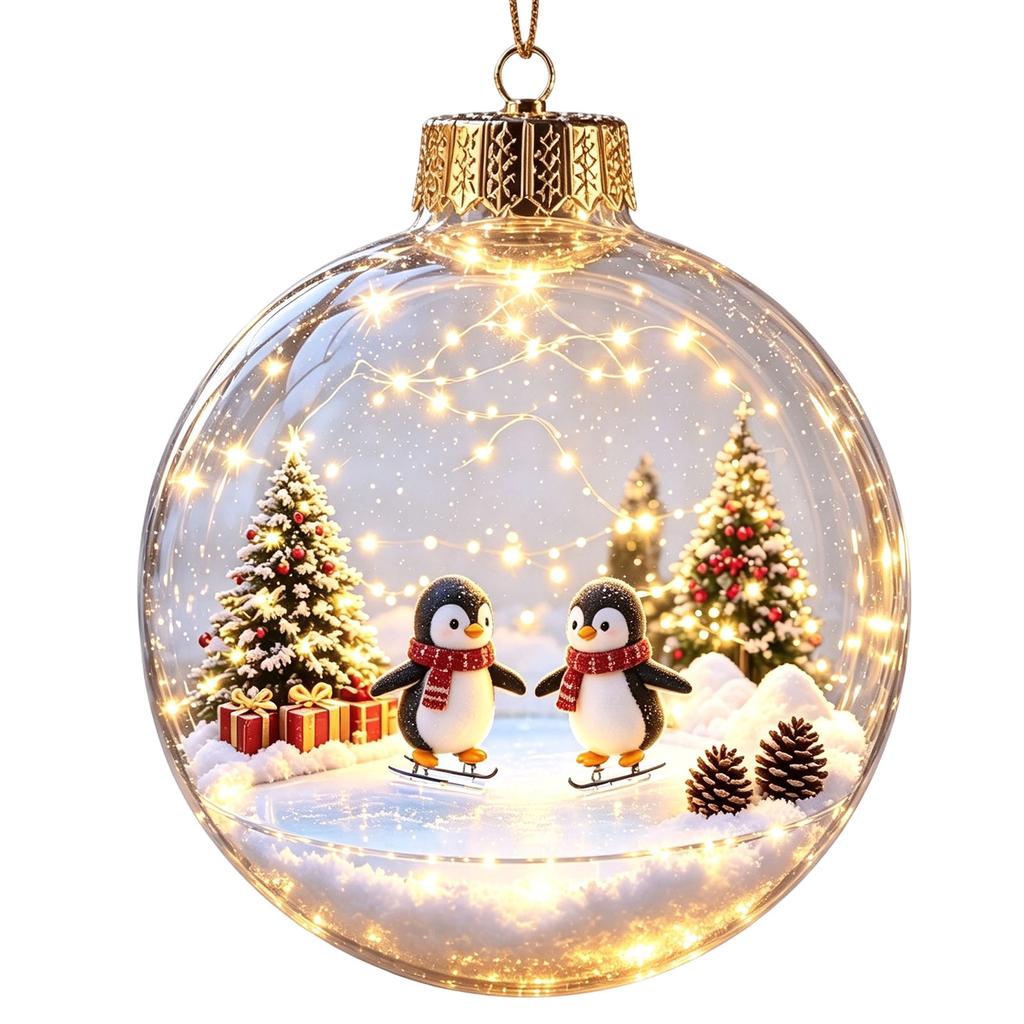 Transparent Glowing Christmas Ornament Ball Lighted Hanging Decoration for Holiday Tree