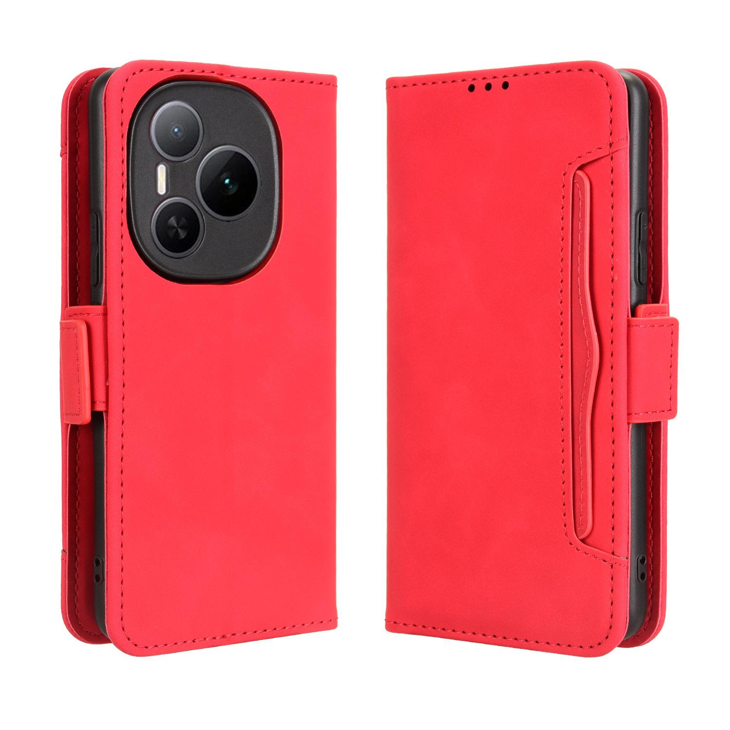 

For Honor Power 5G Leather Case Phone Wallet Cover with Multiple Card Slots Red