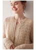 2025 A/W Women's Round Neck Wave Pattern 100% Cashmere Cardigan Sweater