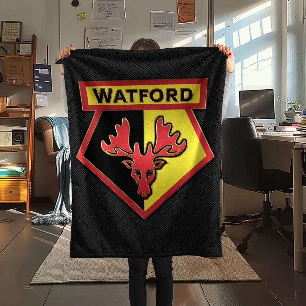 1PC Watford FC Print Flannel Blanket, High quality Comfortable for All Seasons, Home Decor, Warmth and Comfort, Perfect for Christmas Gifts