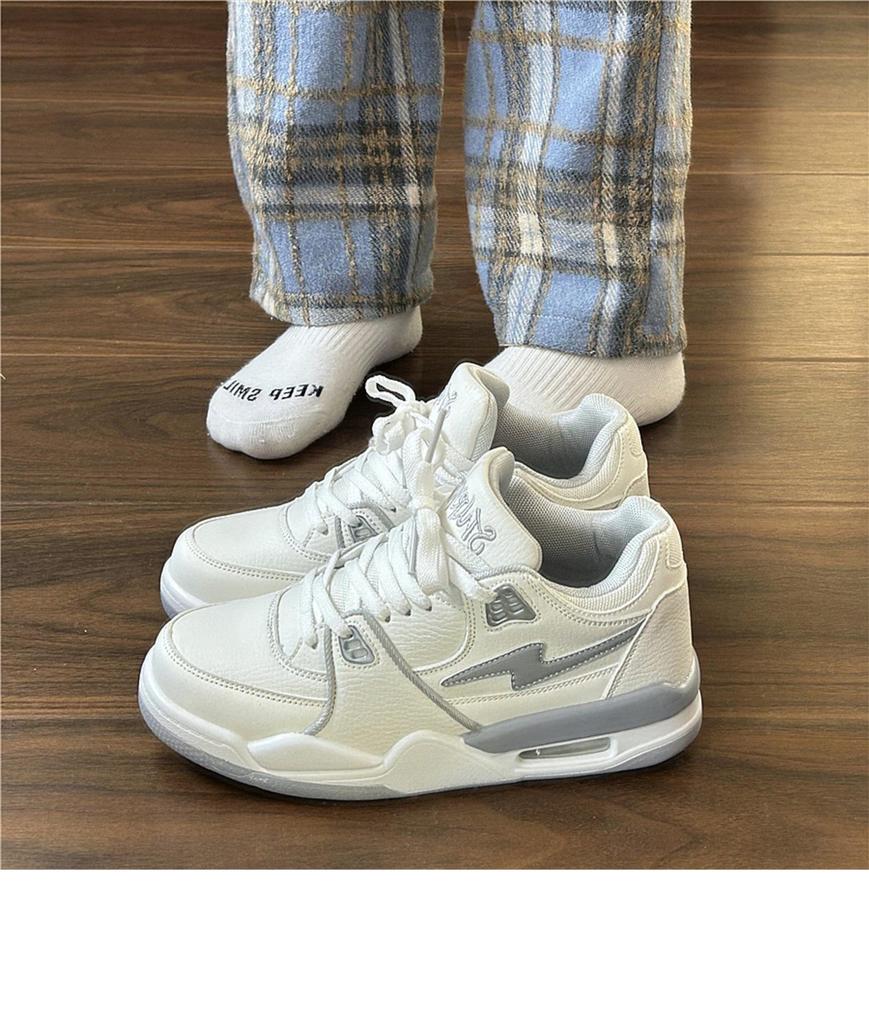 Hong Kong Style Men's Air Cushion Sports Shoes - 2025 Summer Trend, Thick Sole Casual White Sneakers for Students and Couples