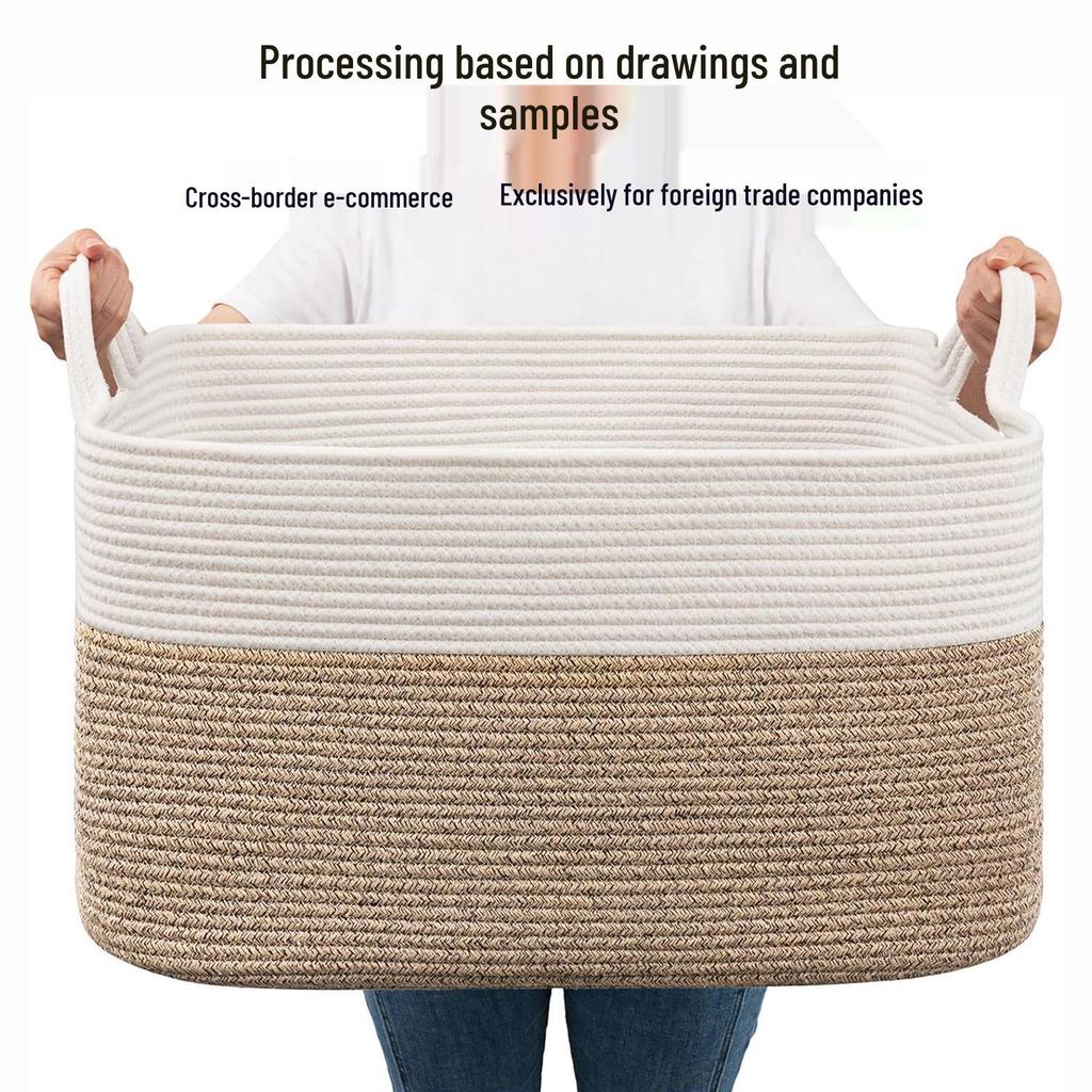 Aufbewahrungskorb aus Baumwollseil, gewebt, mit großem Fassungsvermögen für Wäsche oder Spielzeug