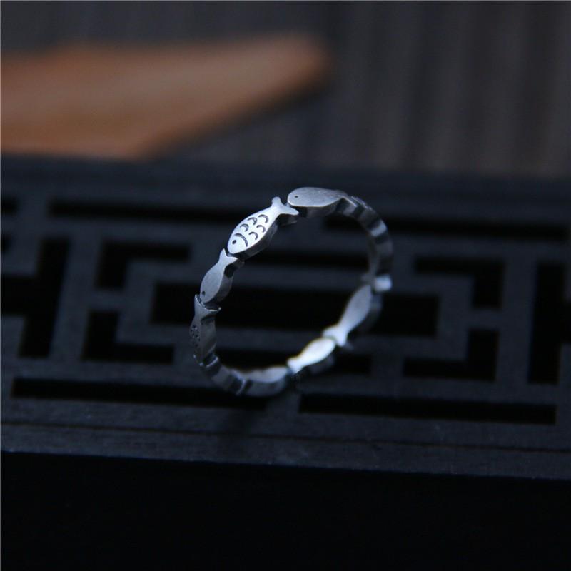 Adjustable Vintage Fish Ring Men Women Boho Animal Jewelry Plated Open Band