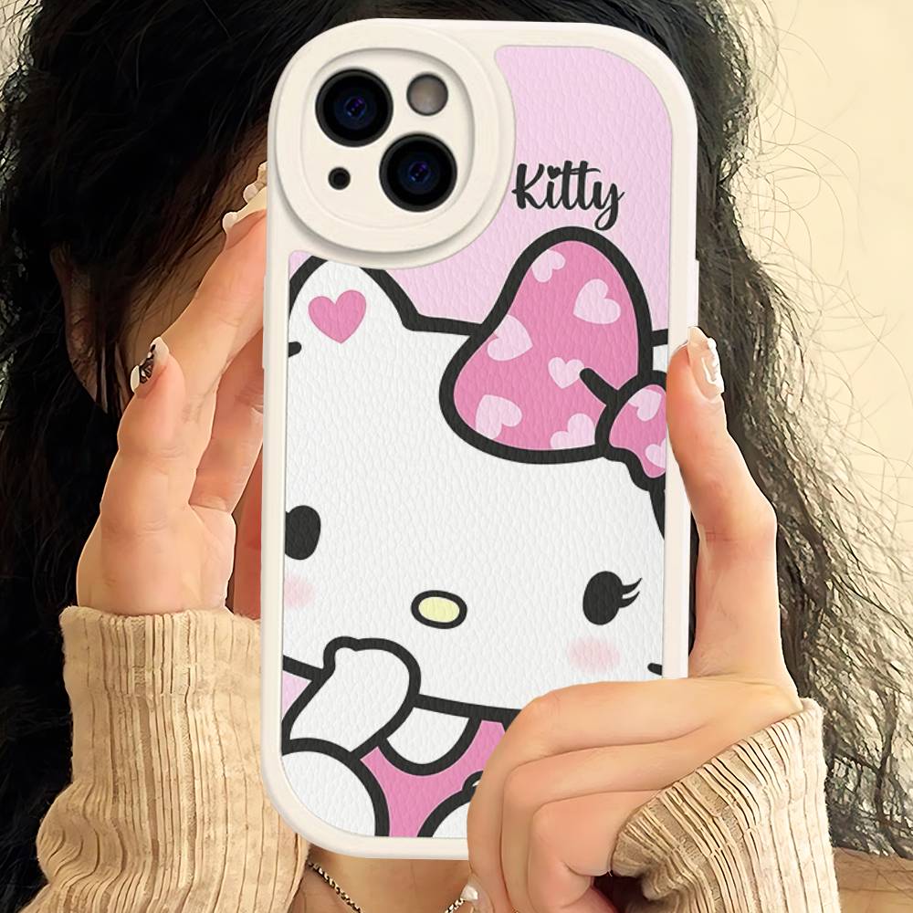 

H-Hello Kitty Leather Phone Case For IPhone 15 14 13 Pro Max 12 11 16 Plus Phone Cover iPhone 14pro max