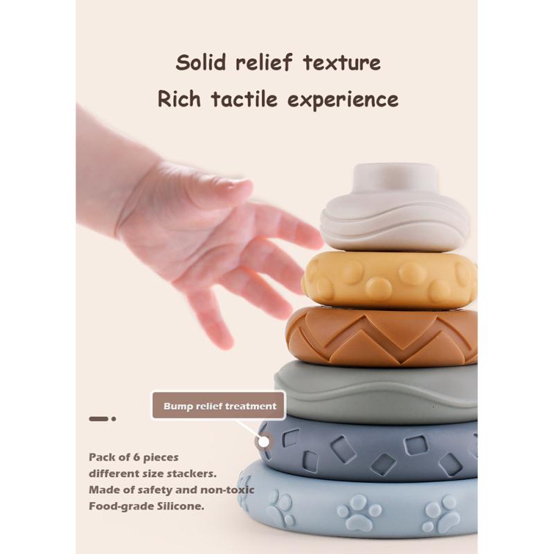 Stacking Nesting Baby Building Blocks Toys Soft Squeeze Diy Teething Baby Early Educational Toys For