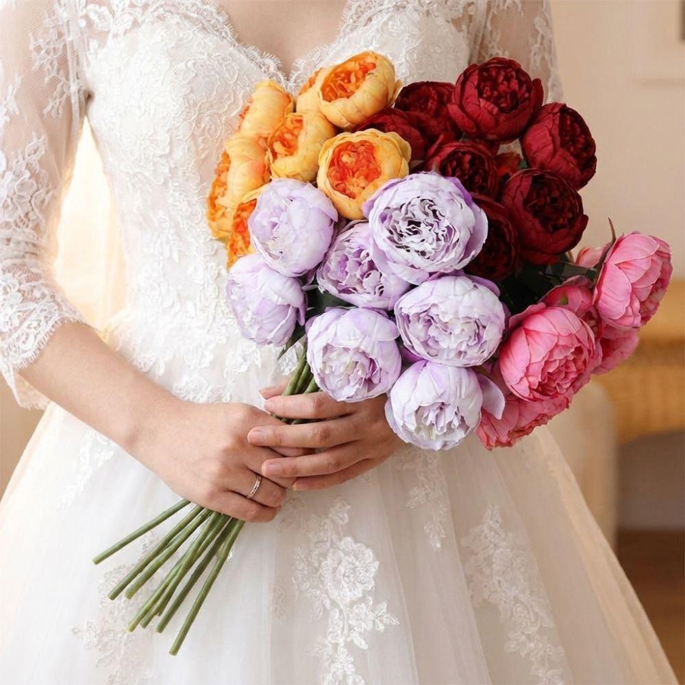 44cm Height Simulation Flower 7 Heads Peony Buds Wedding Bouquet  Desktop Ornament
