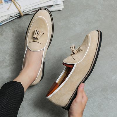 Mocasines de Ante con Borlas Estilo Británico para Hombre Zapatos Casuales Planos para Fiesta Zapatos de Conducir Hechos a Mano Mocasines de Negocio