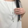 Minimalist Style Silver Water Drop Pendant Necklace Autumn and Winter Temperament Long Sweater Chain Light Luxury Neck Accessories