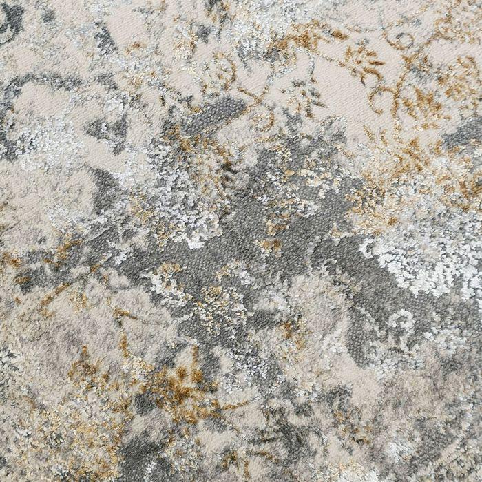 Tapis salon graphique effet usé gris or 120x170