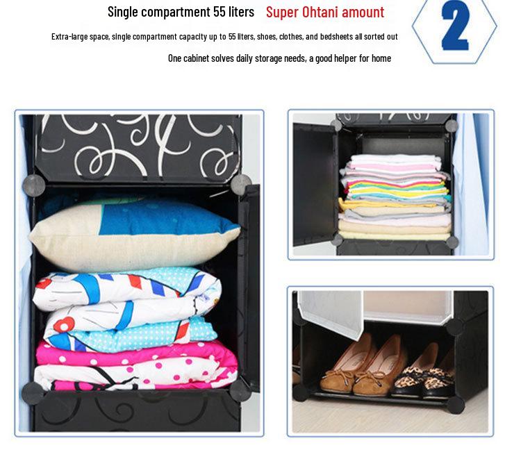 Children's Folding Resin Wardrobe: Assembled Plastic Storage Cabinet for the Living Room